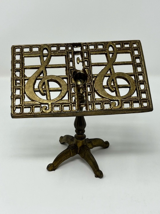Other - Vintage Brass Music Stand Treble Clef Card Holder & Decor 1970’s MCM Decor